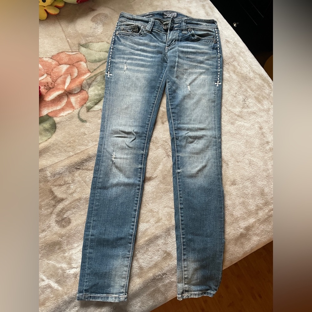 Medium Wash Low Rise Affliction Skinny Jeans